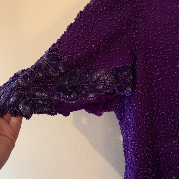 Vintage Purple Beaded Evening Blouse - Picture 3 of 6